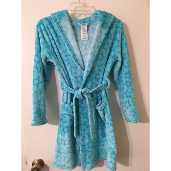 Jelli Fish Kids L 10/12 Blue Unicorn Robe with Pockets & Tie Hang Loop - Picture 3 of 4